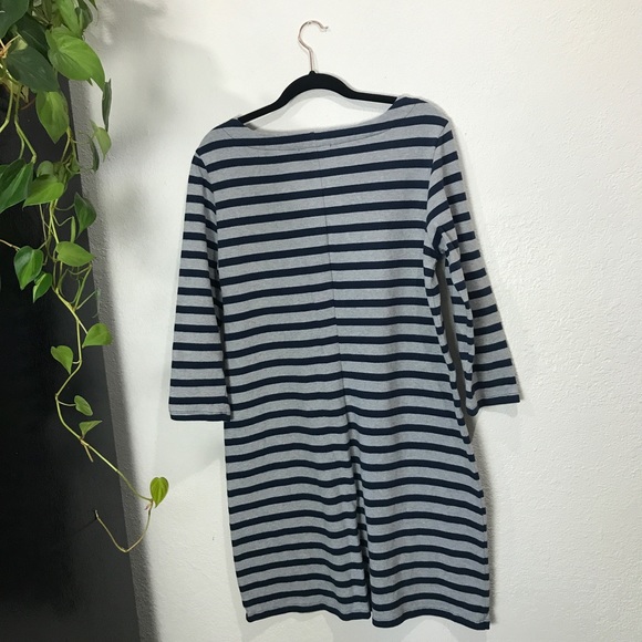 SOLD✨Gap Striped 3/4 sleeve Dress -navy blue, gray - Picture 3 of 5